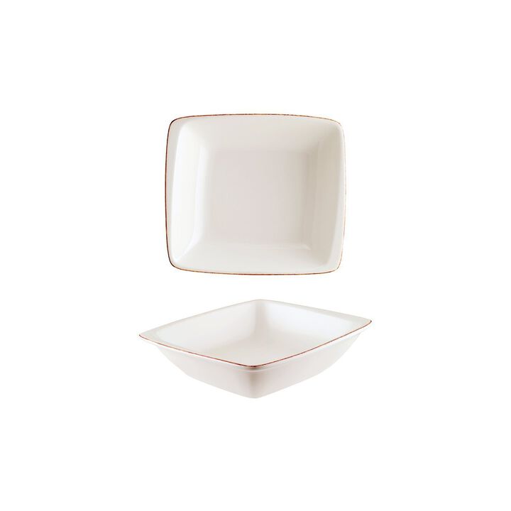 Retro 7.5" x 6.5" x h:2" 20 oz. Square Decorated Porcelain Bowl (Set of 2)