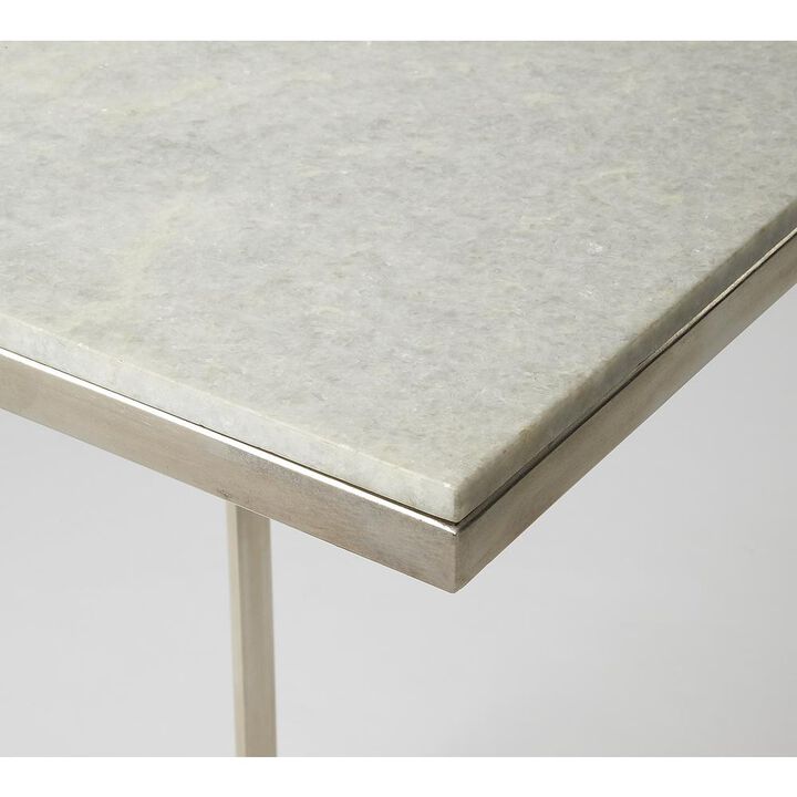 Modern Nickel and Marble Square End Table, Belen Kox