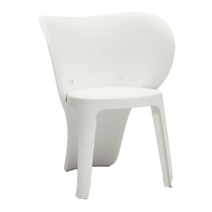 Fyna 16 Inch Kids Chair with Curved Back, Elephant Trunk Design, White - Benzara