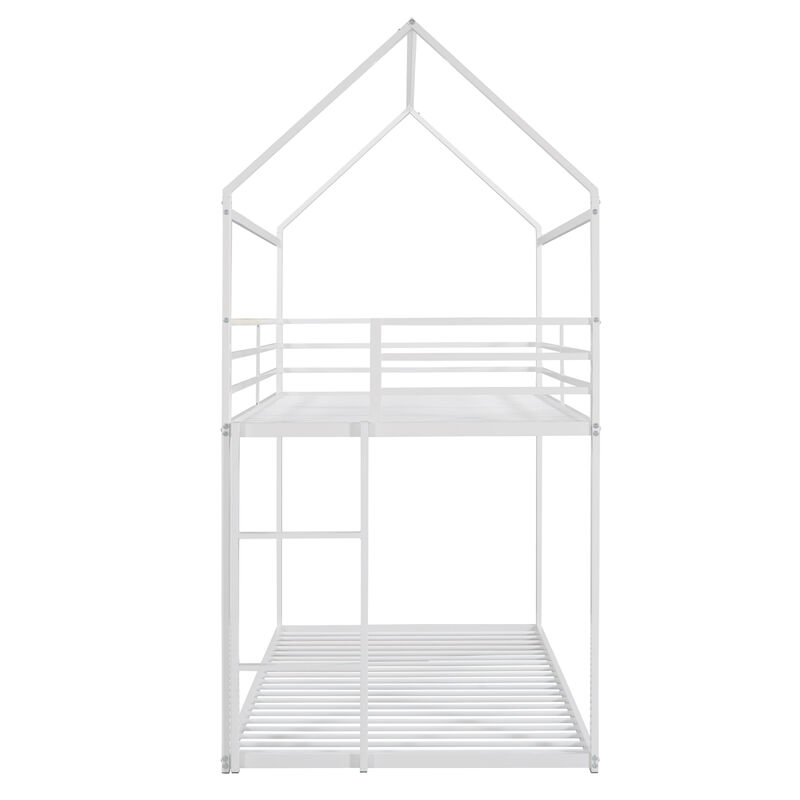 Bunk Beds For Kids Twin Over Twin, House Bunk Bed Metal Bed Frame Built-In Ladder
