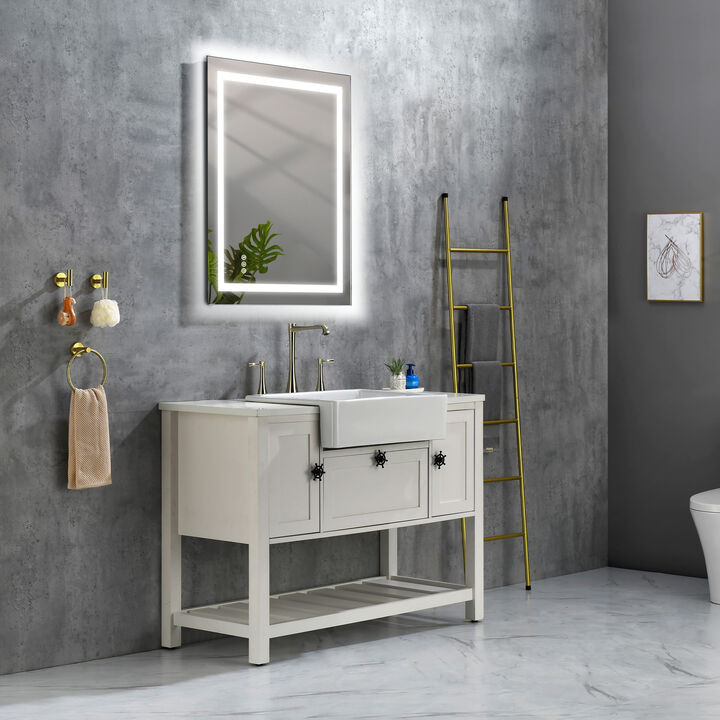 LED Bathroom Mirror with Frontlit and Backlit Wall-Mounted Vanity Mirror for Enhanced Bathroom Lighting