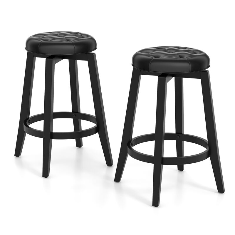 Set of 2 Upholstered Swivel Bar Stools - Comfortable and Stylish Counter Seating