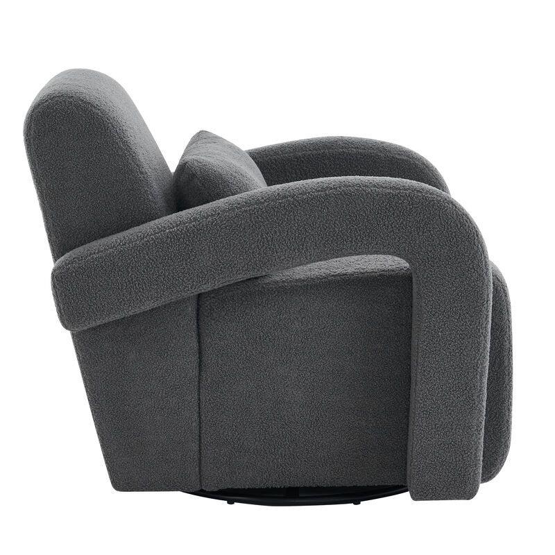 Cozy white Teddy Fabric Armchair - Modern Sturdy Lounge Chair with Curved Arms and Thick Cushioning for Plush Comfort White