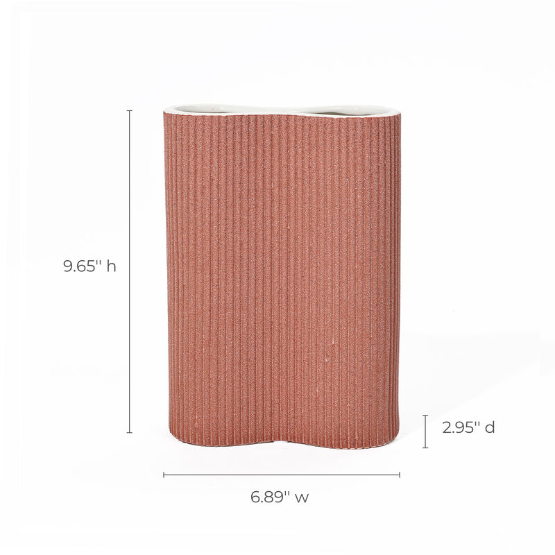 LuxenHome Brown Ceramic 9.65-Inch Tall Vase