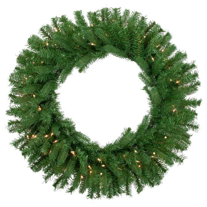 Pre-Lit Sierra Noble Fir Artificial Christmas Wreath  30-Inch  Clear Lights