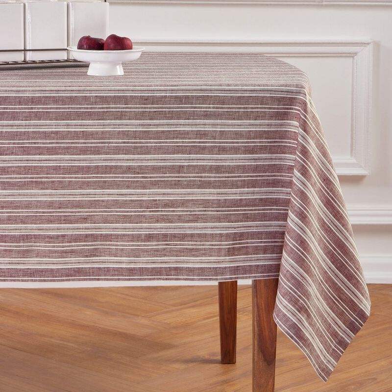 Solino Home 100% Pure Linen Tablecloth | Chelsea Stripe for Spring and Easter