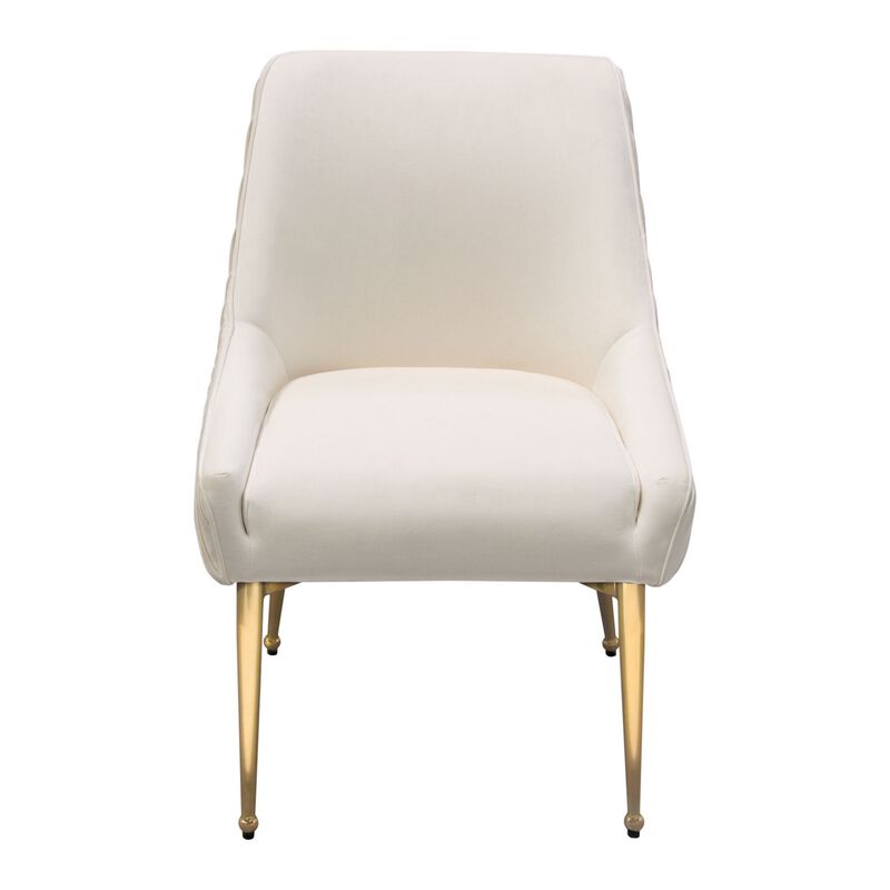 24 Inch Dining Chair, Set of 2, Cushioned Seating, Sloped Arms, Off White - Benzara