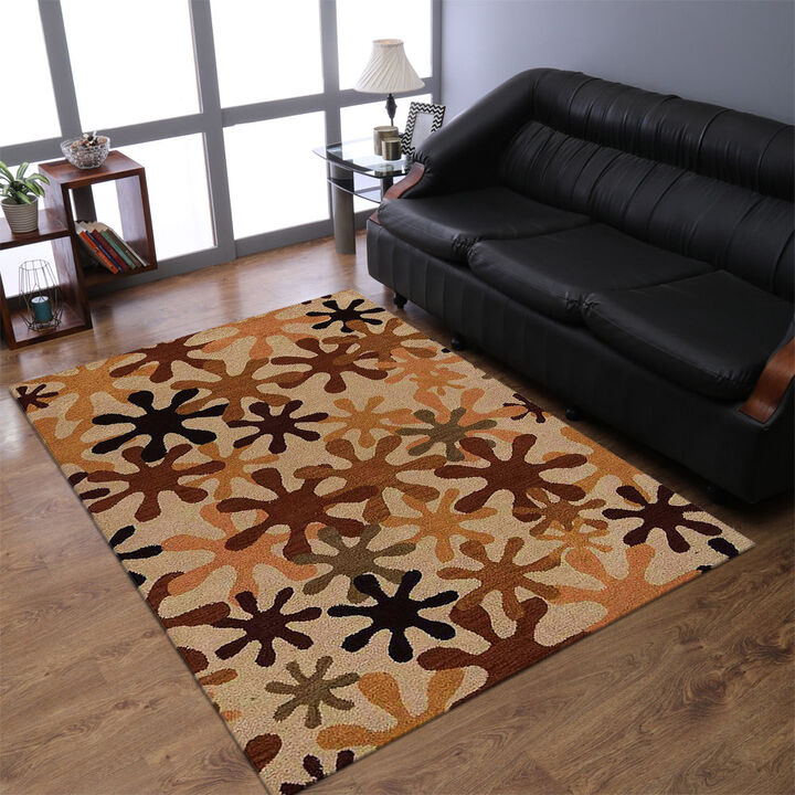 RUGSOTIC CARPETS HAND TUFTED WOOL ECO-FRIENDLY AREA RUGS  - 4'x6', Rectangle Shape, Cream, Contemporary Modern Design, High Pile Thick Handmade Area Rugs for Living Room, Bed Room (K00699)