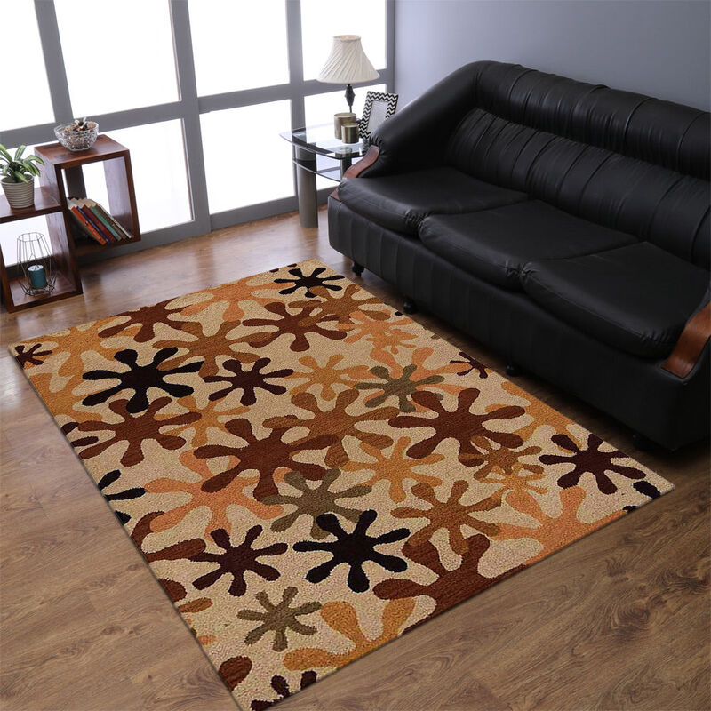 RUGSOTIC CARPETS HAND TUFTED WOOL ECO-FRIENDLY AREA RUGS  - 4'x6', Rectangle Shape, Cream, Contemporary Modern Design, High Pile Thick Handmade Area Rugs for Living Room, Bed Room (K00699)