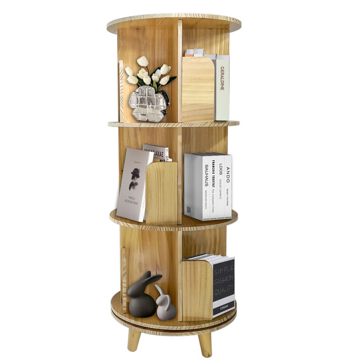 3-Layer Rotating Bookcase 360° Rotating Display Rack for Books and Decorative Items