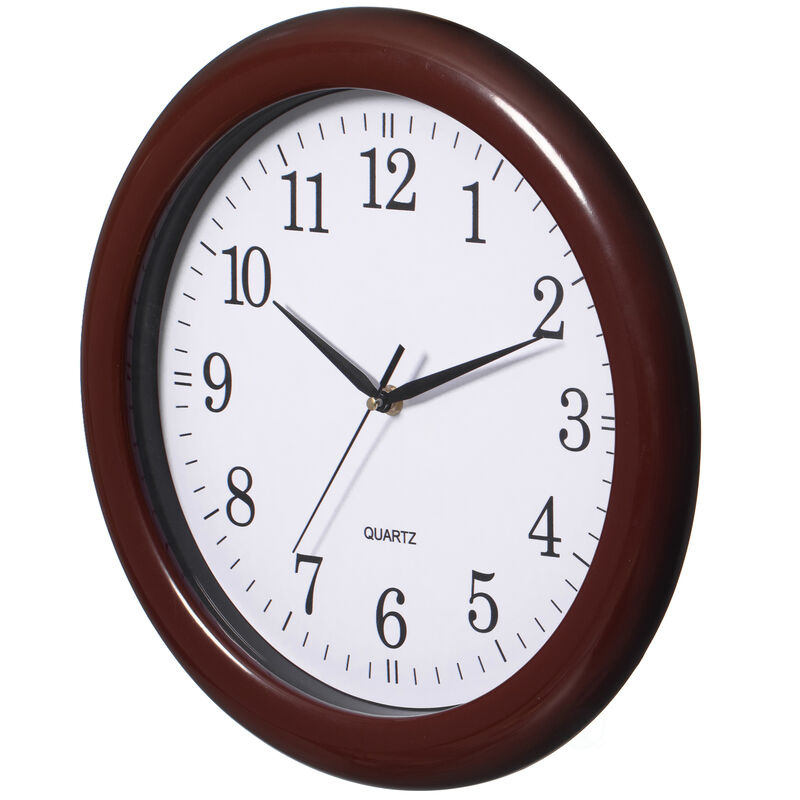 Set of 2 13.75 Inch Plastic White Round Silent, Non-Ticking Battery Operated Simple Modern Analog Wall Clock. Perfect for Office, Classroom, Living Room, Dining Room, Bed Room and Kitchen Wall Decor.