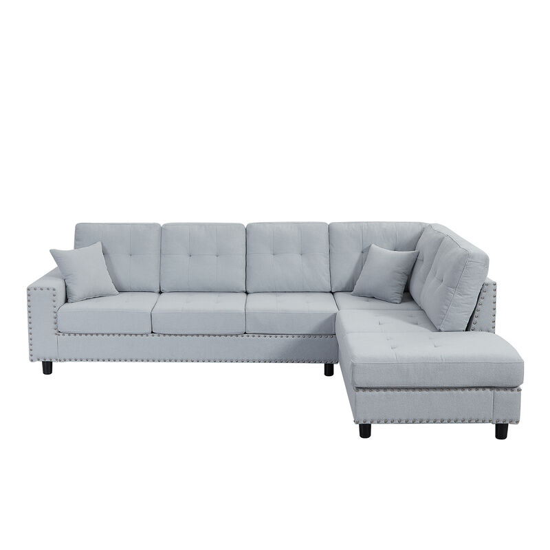 Merax L-shaped Modular Sectional Sofa with 2 Pillows