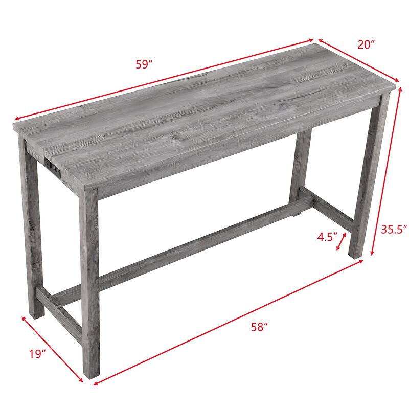 59 in. W Four Leg Wood Dining Table Seats 3