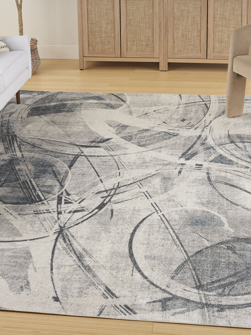 Astra Machine Washable ASW14 Silver/Blue 7'10" x 10' Rug