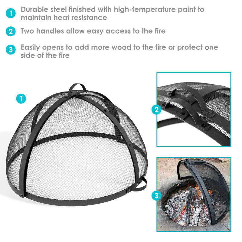 Sunnydaze Easy Access Steel Fire Pit Spark Screen