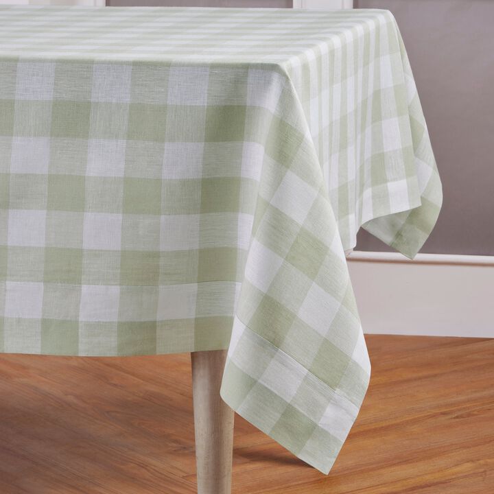Solino Home 100% Pure Linen Tablecloth | Buffalo Check Dining Table Cloth