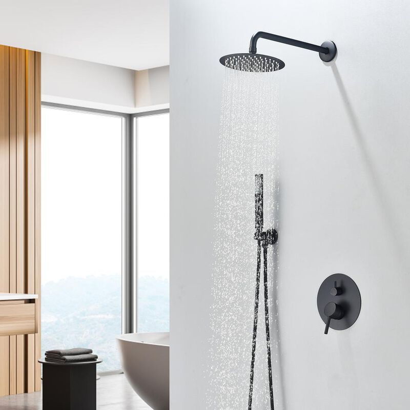 Altair Complete Shower System in Matte Black with Rough-In Valve
