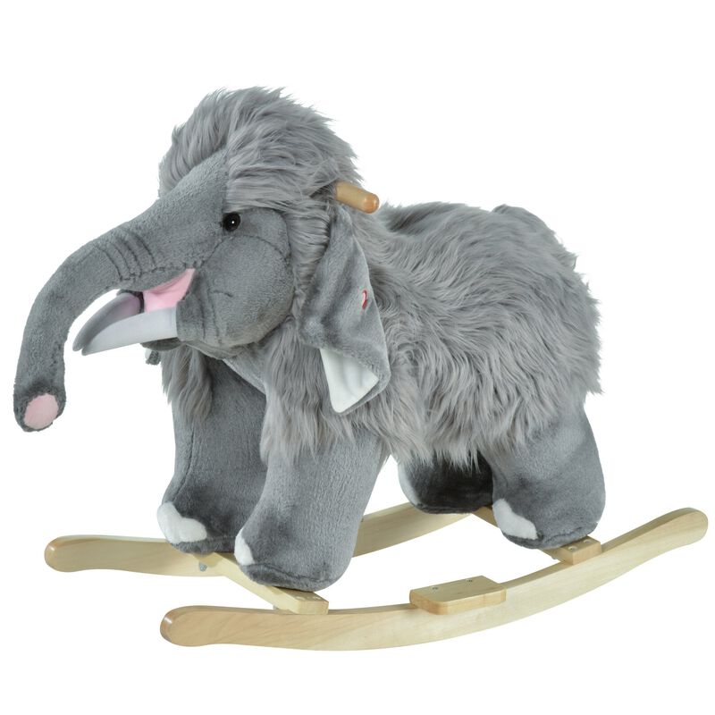 Gray Elephant Rocker: Plush Mammoth Ride-On for 18-36 Months
