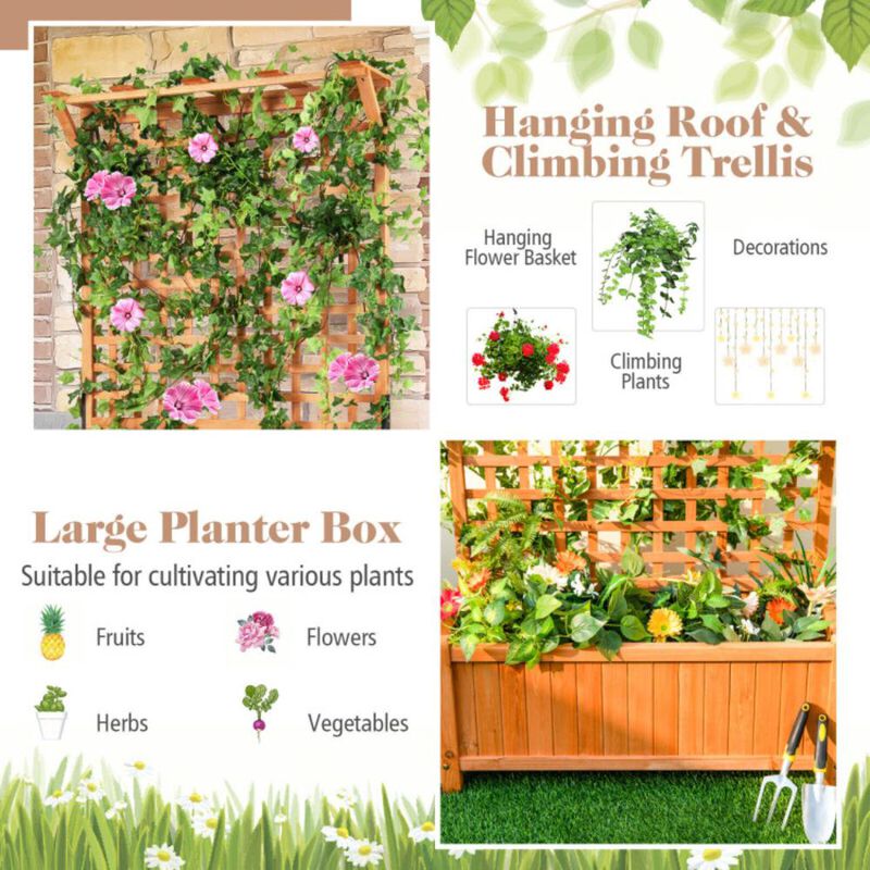 Hivvago Raised Garden Bed with Trellis and Hanging Roof