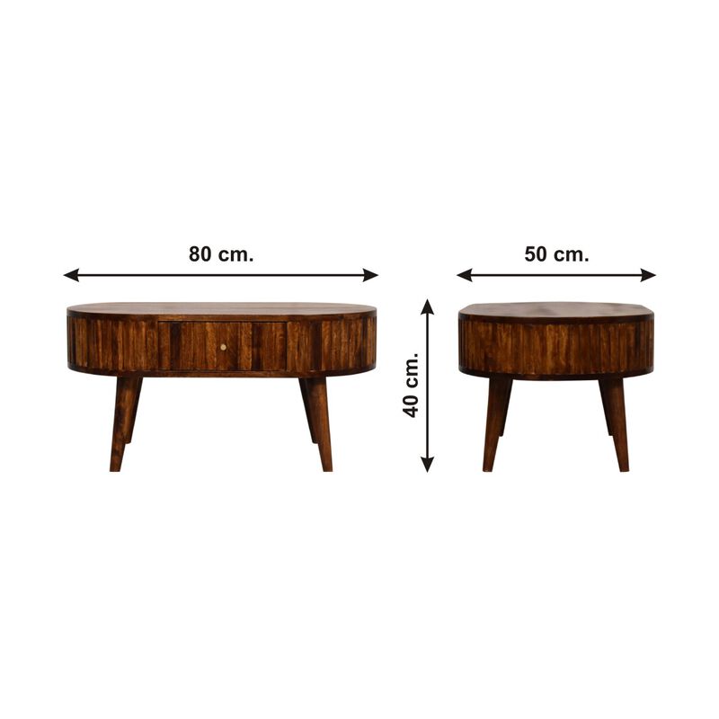 Stripe Chestnut Solid Wood 2 Drawer  Coffee Table