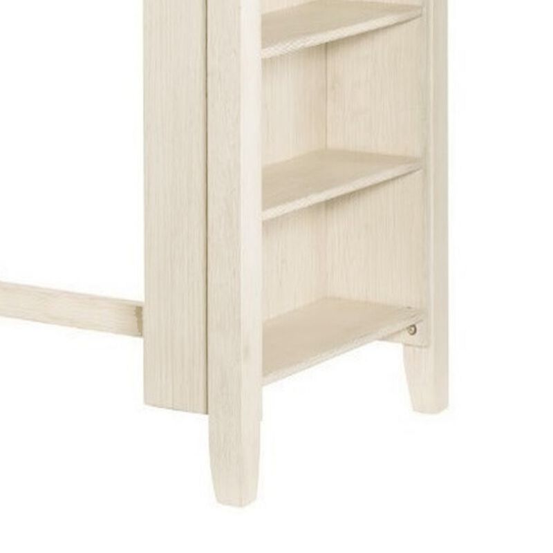 Joss 60 Inch Cottage Counter Height Table, 2 Tone Wood, Gray Top Cream Base-Benzara