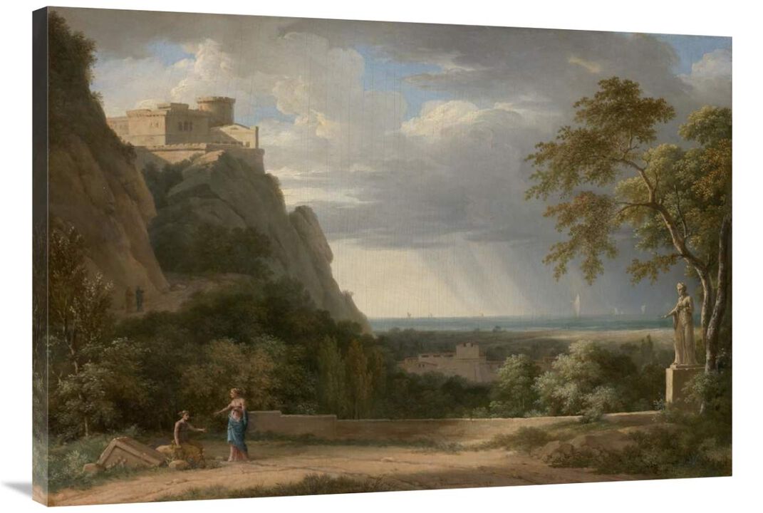 Classical Landscape with Figures and Sculpture-Canvas Art-40x28