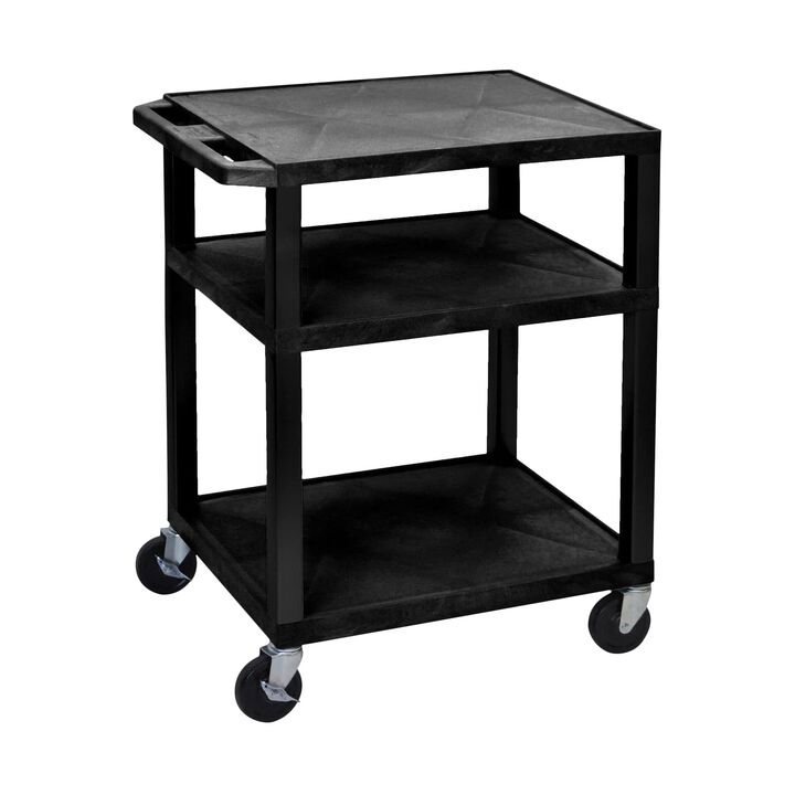 H. Wilson Tuffy Black 3 Shelf AV Cart
