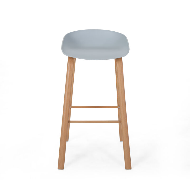 Modern Minimalist Barstools with Curved Frame and Iron Legs (Set of 2)