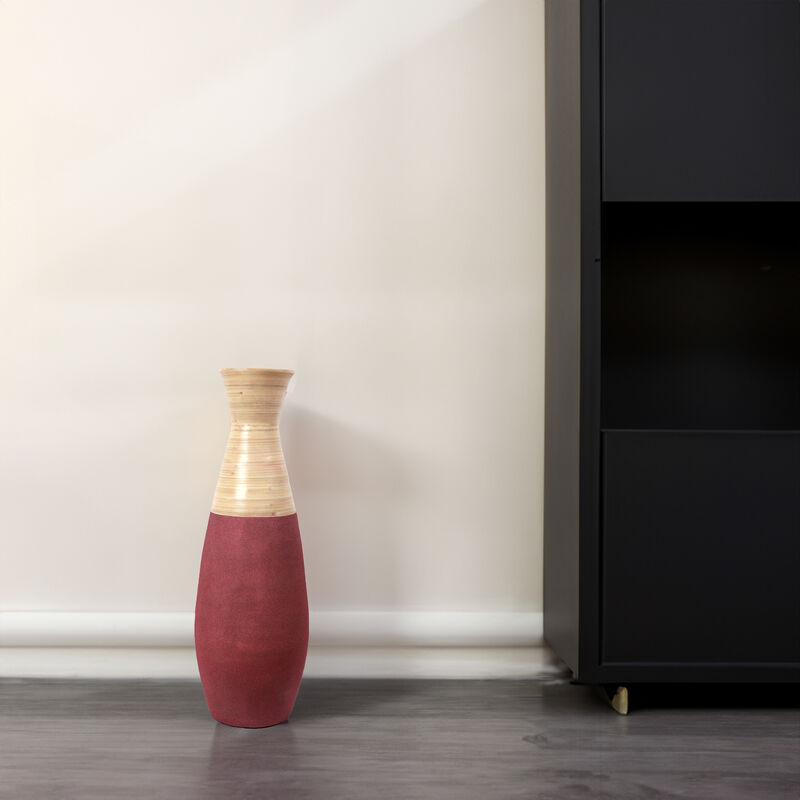 Set of 2 Burgundy Floor Vases