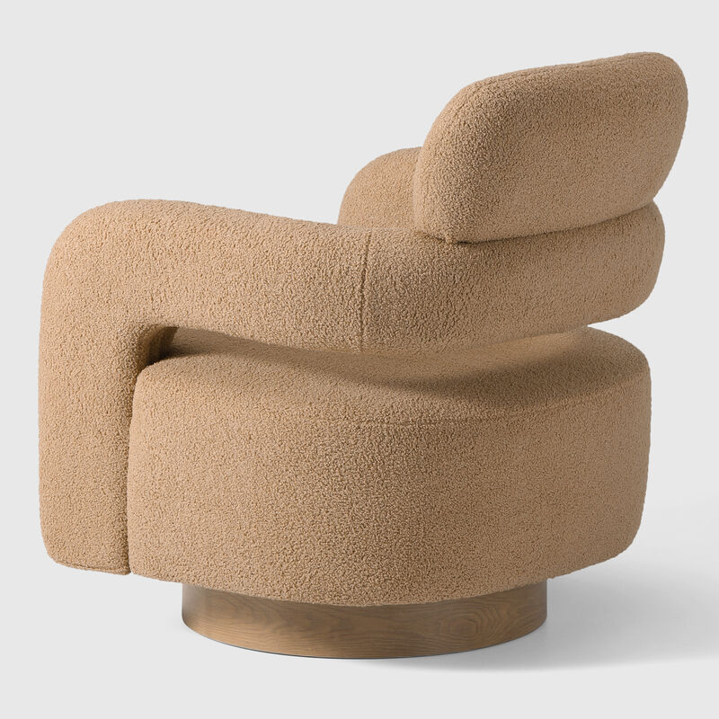 WestinTrends Mid-Century Modern Sherpa Swivel Barrel Accent Chair