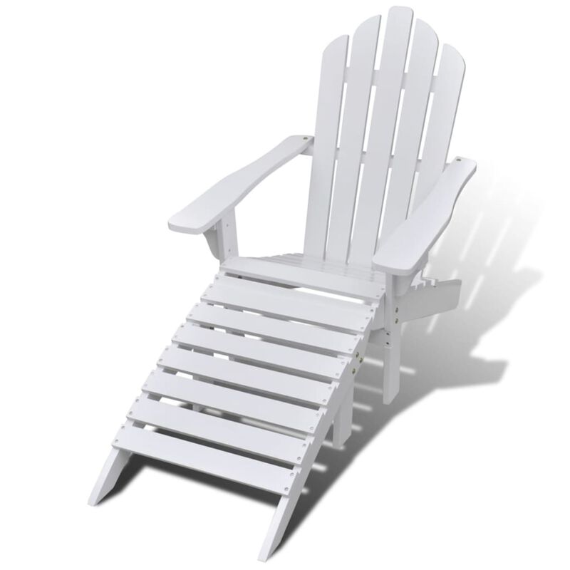 vidaXL Garden Chair with Ottoman Wood White