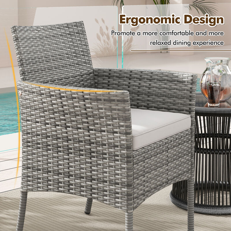 2 Pieces Outdoor PE Rattan Armchairs with Cozy Seat Cushions
