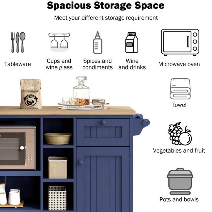 Streamdale Solid Wood Kitchen Island Cart with Cabinet