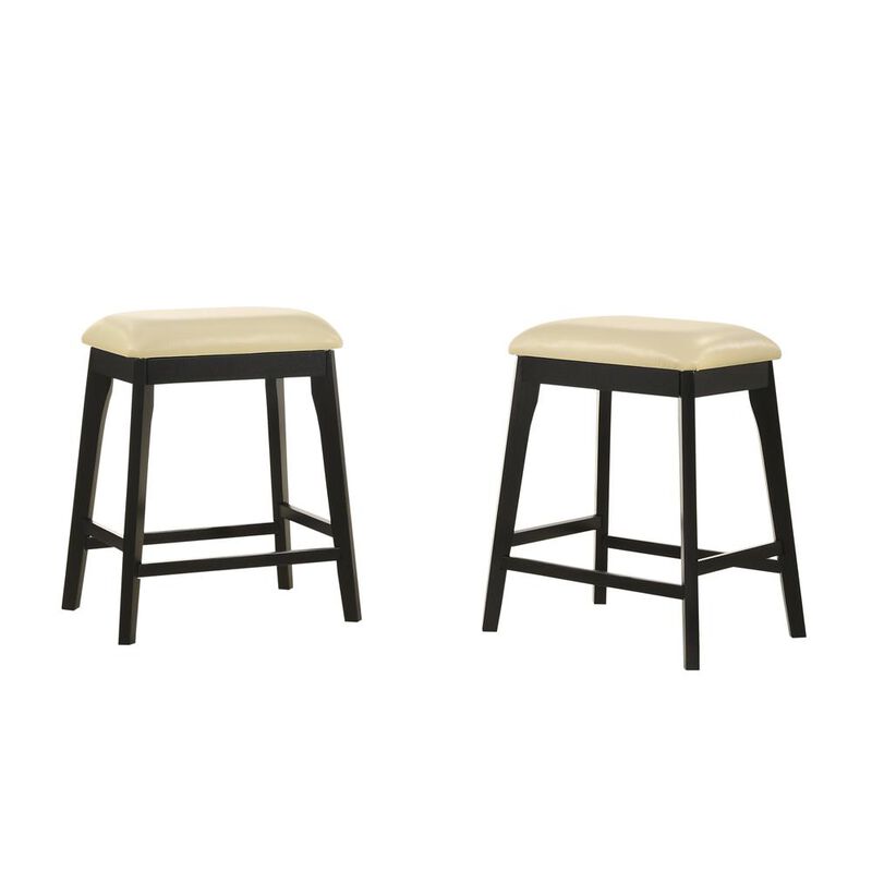 Carolina Living Mirabelle 25 Upholstered Counter Stool - Set of 2 - Cream/Espresso