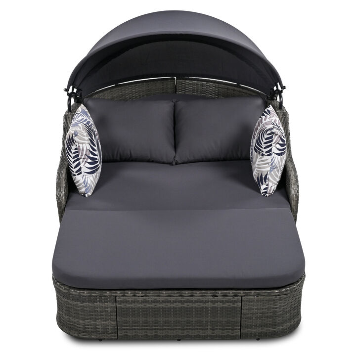 Merax Outdoor Sunbed with Adjustable Canopy
