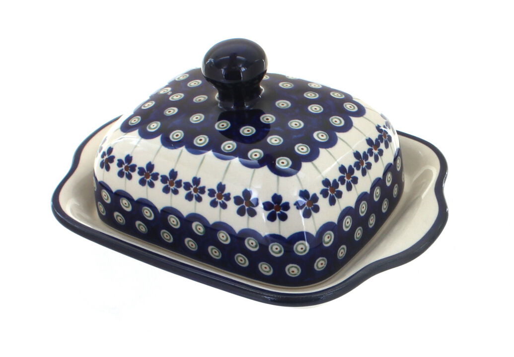 Blue Rose Polish Pottery Kalina Square Butter Dish