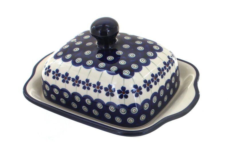 Blue Rose Polish Pottery Kalina Square Butter Dish