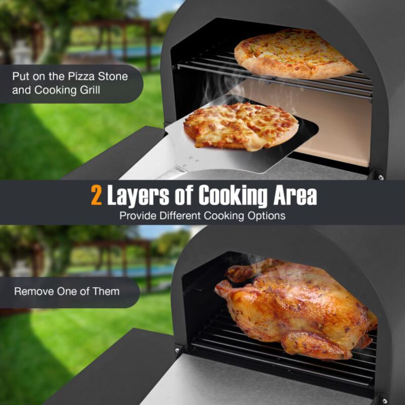 Hivvago Outdoor Pizza Oven with 600D Oxford Fabric Cover 12 Inch Pizza Stone and Cooking Grill