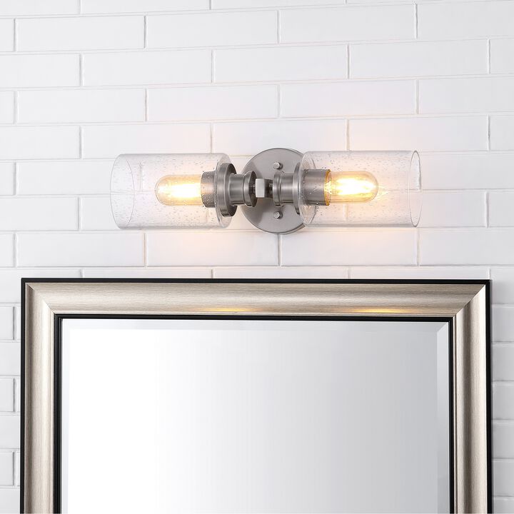Jules Edison Cylinder Iron/Seeded Glass Farmhouse Contemporary LED Wall Sconce