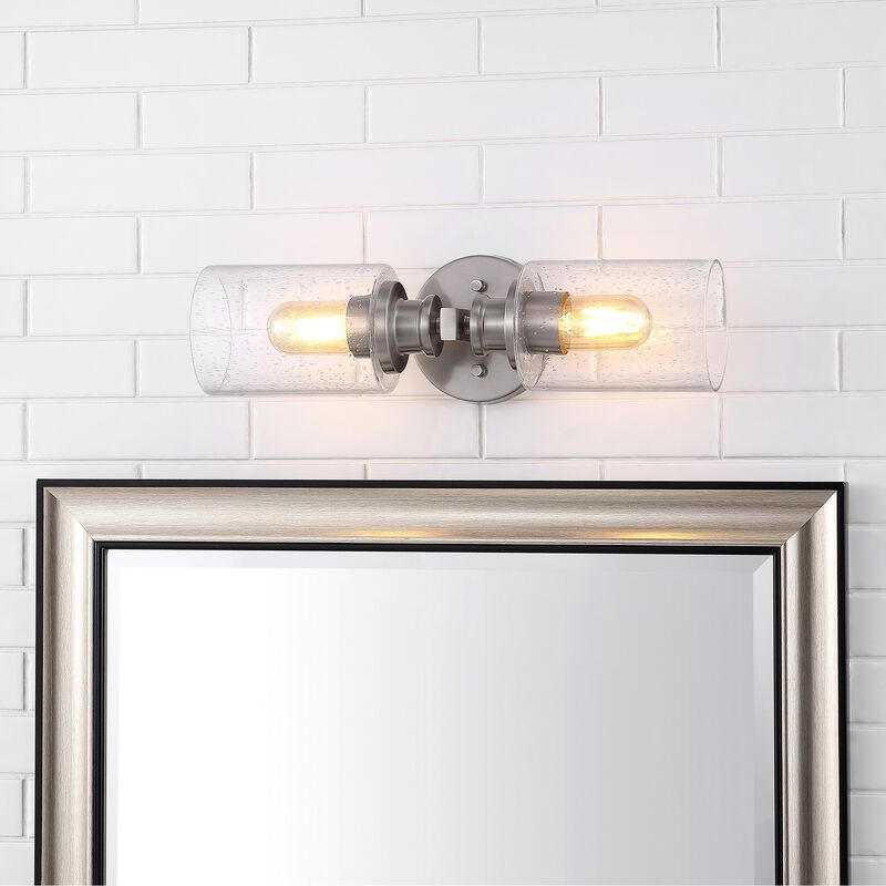 Jules Edison Cylinder Iron/Seeded Glass Farmhouse Contemporary LED Wall Sconce