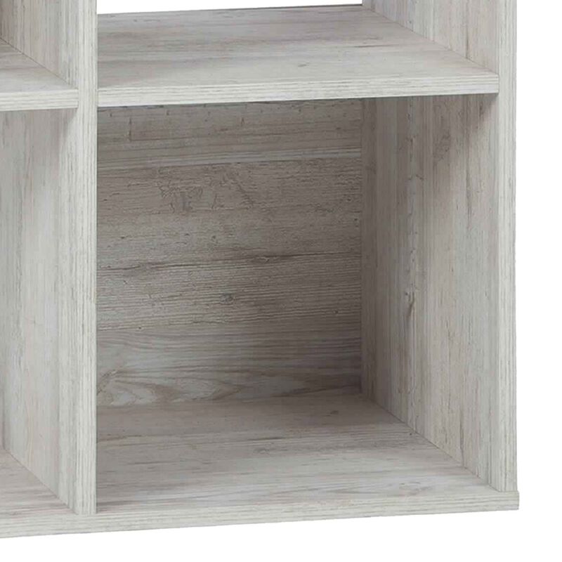 4 Cube Wooden Organizer with Grain Details, Washed White-Benzara