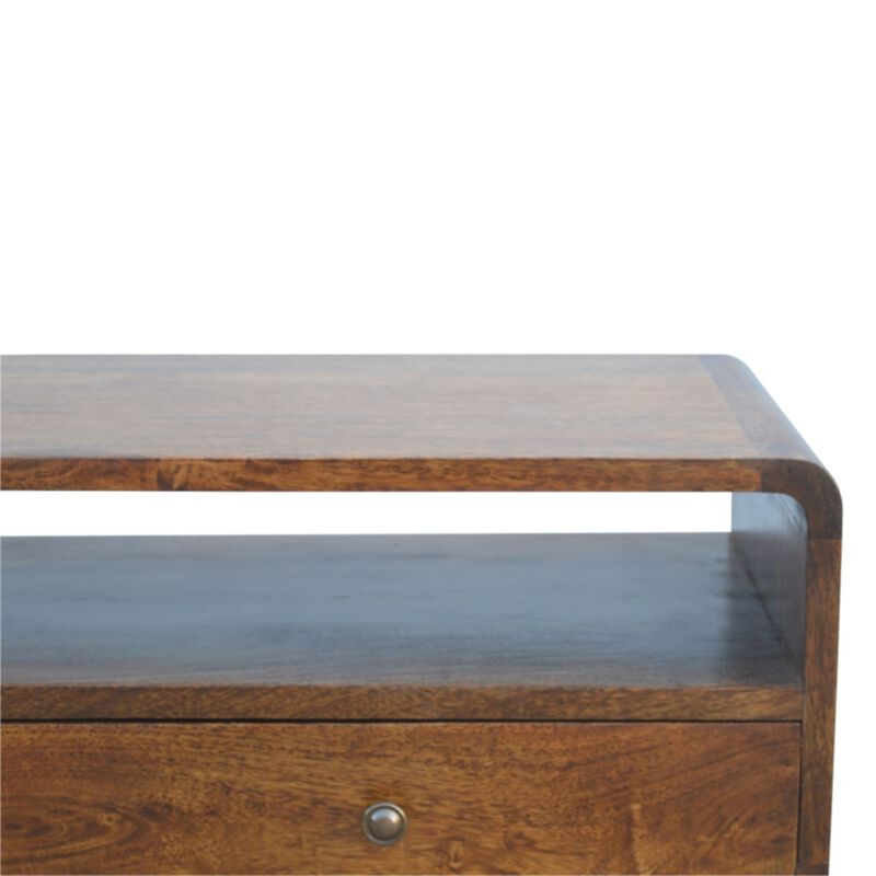 Solid wood Curved Chestnut 2 Darwer  Console Table