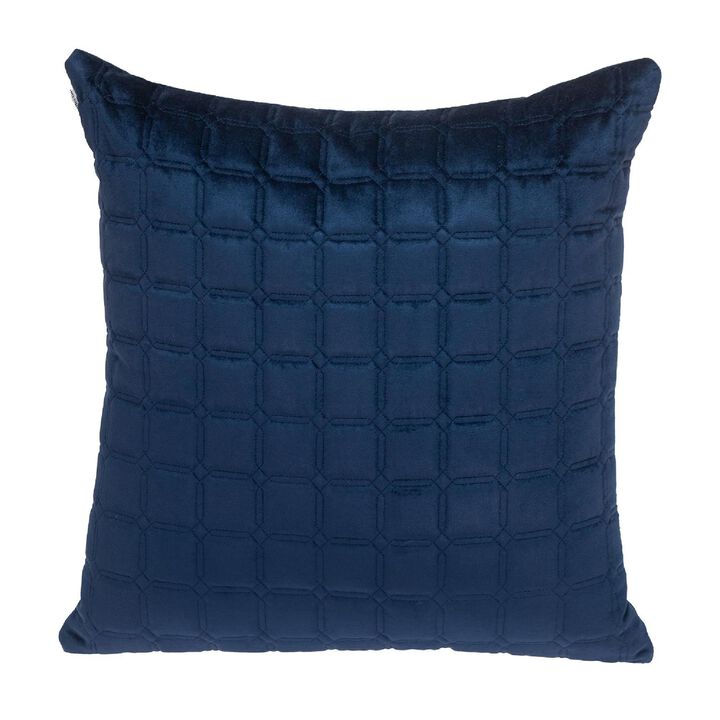 20" Navy Blue Transitional Quilted Throw Pillow