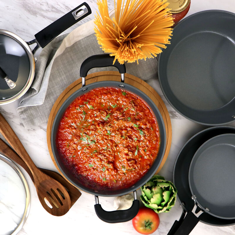 Kenmore 12 Piece Ceramic Coated Aluminum Cookware Set in Black