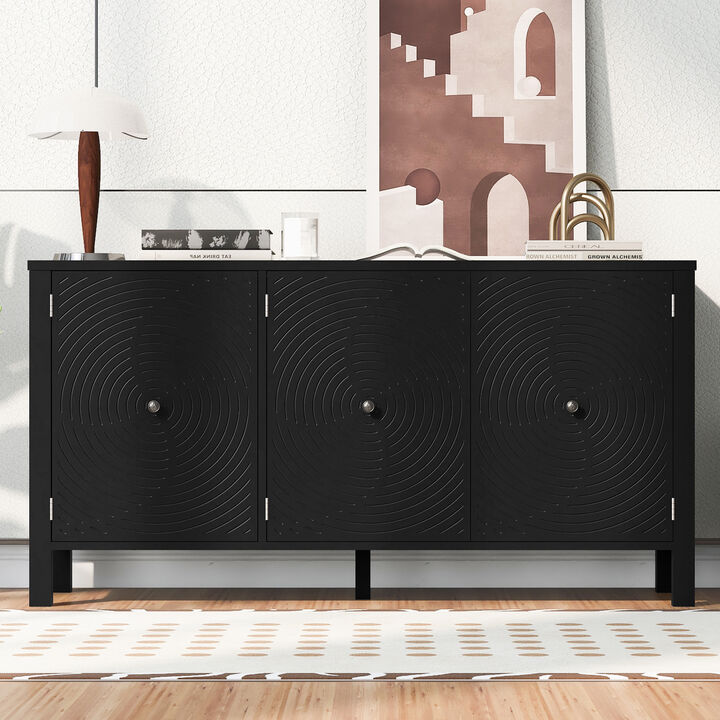 Merax Sideboard Cabinet with Curved Swirl Patterned Doors
