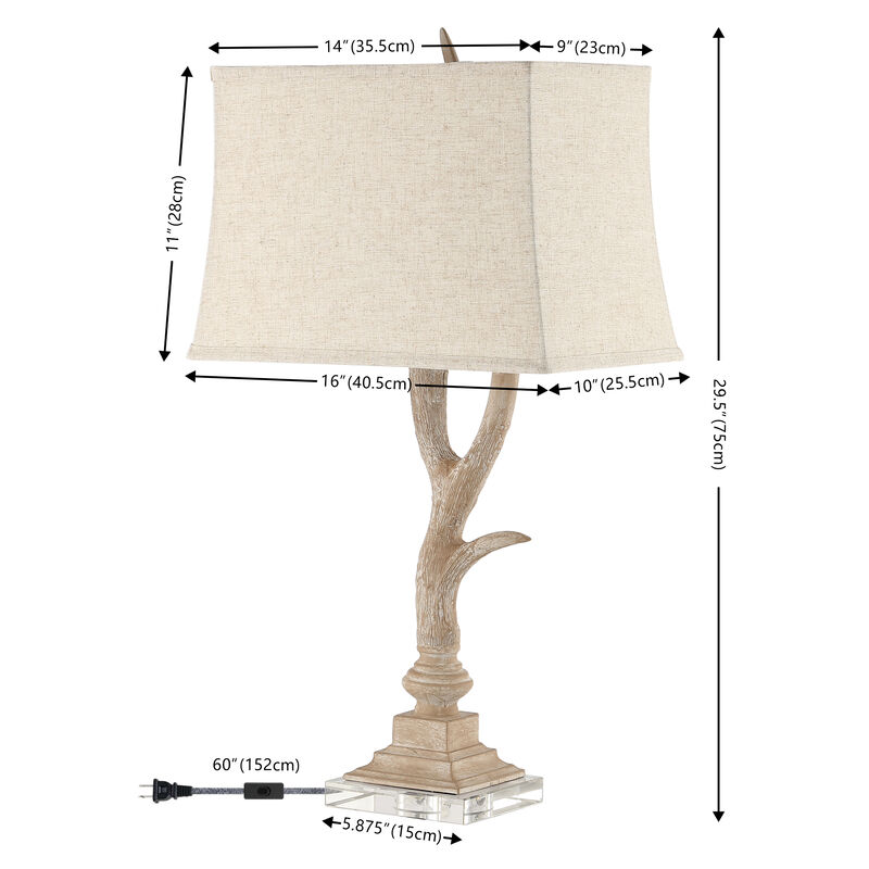 Antler Rustic Resin/Crystal LED Table Lamp