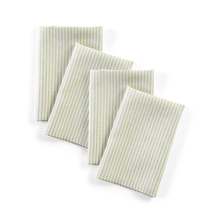 Solino Home 100% Pure Linen Cloth Napkins 20 x 20 Inch Set of 4 Dinner Napkins | Narrow Stripe