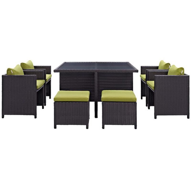 Inverse 9 Piece Outdoor Patio Dining Set - Espresso Peridot