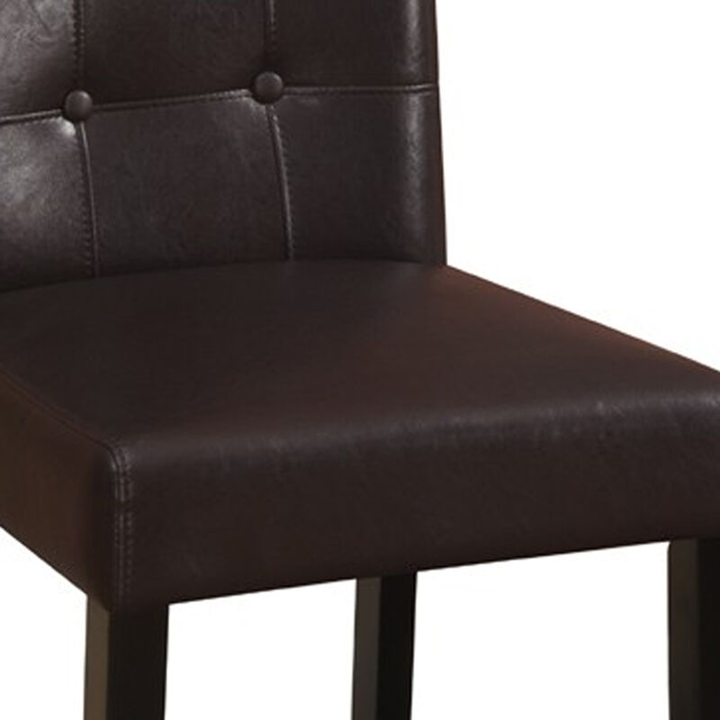 Wooden height chair With Button Tufted Back Set Of 2 Brown - Benzara