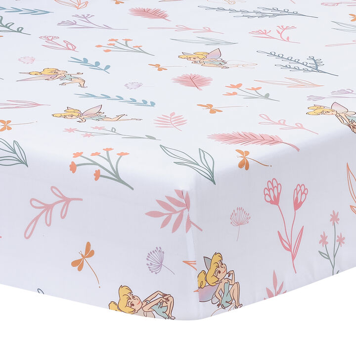 Bedtime Originals Tinker Bell Fitted Crib Sheet - Pink, White, Green, Disney